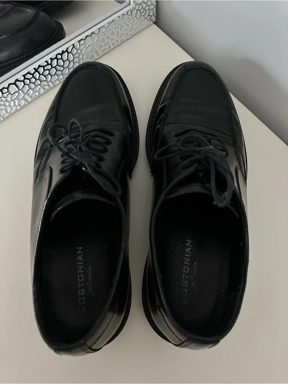 Bostonian Made in Italy Men's Black Leather Derby Shoes - Classic Lace-Up Sz 10
